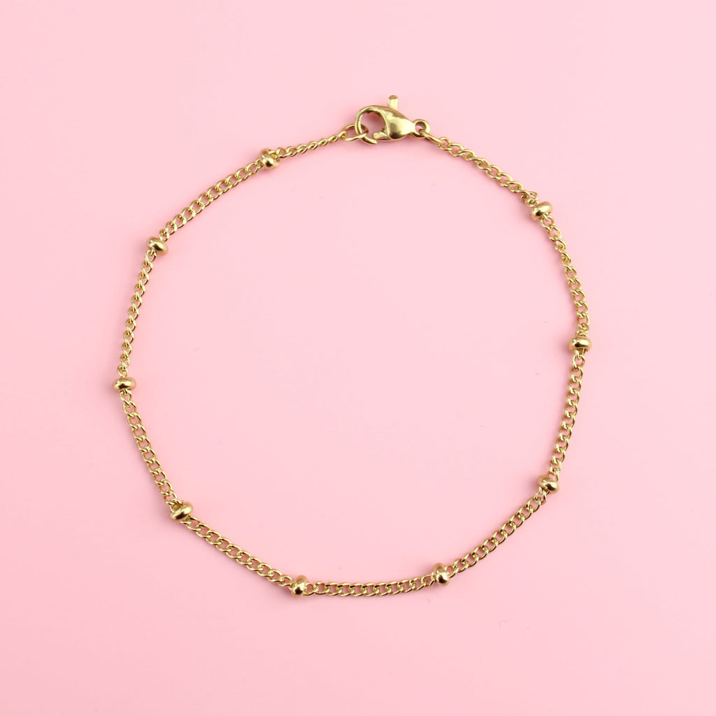Beaded Bracelet (Gold Plated) - Sour Cherry