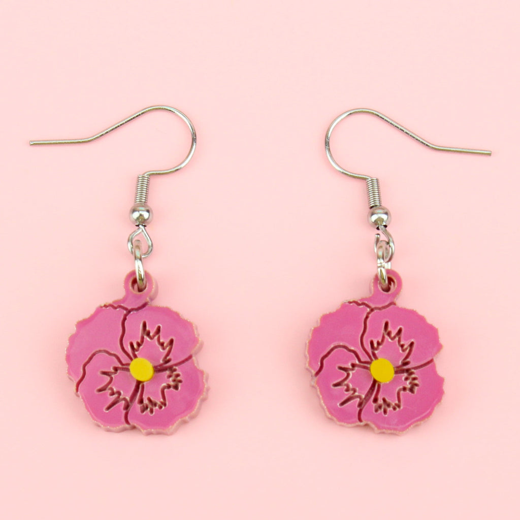 Rose Pink Perfect Pansy Earrings - Sour Cherry