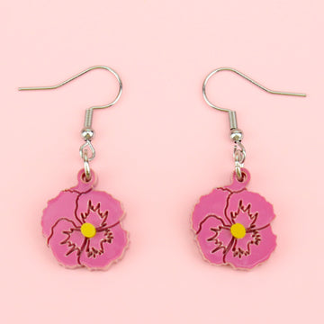 Rose Pink Perfect Pansy Earrings - Sour Cherry