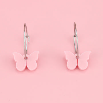 You're My Butterfly, Sugar Baby Hoop Earrings (Baby Pink) - Sour Cherry