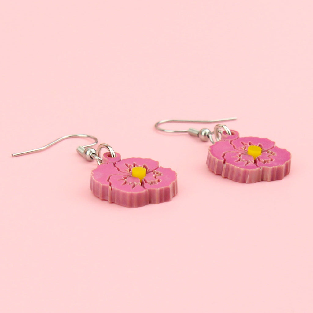Rose Pink Perfect Pansy Earrings - Sour Cherry