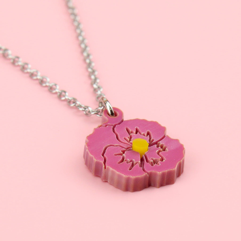 Rose Pink Perfect Pansy Necklace - Sour Cherry