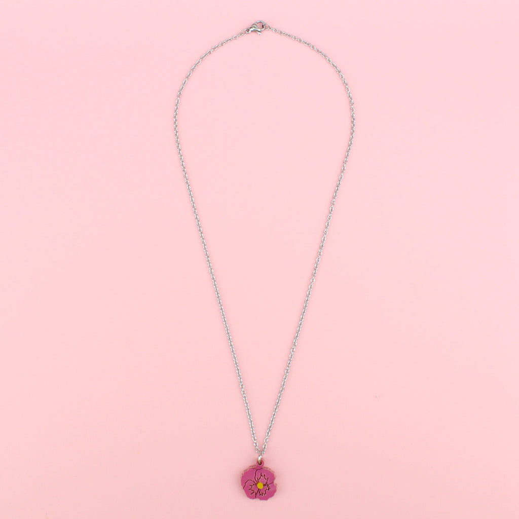 Rose Pink Perfect Pansy Necklace - Sour Cherry