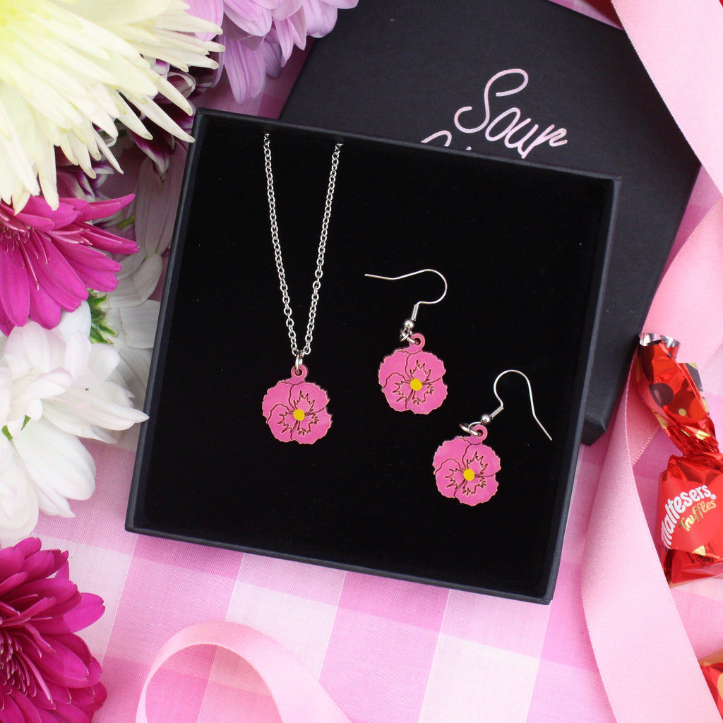 Rose Pink Perfect Pansy Necklace - Sour Cherry