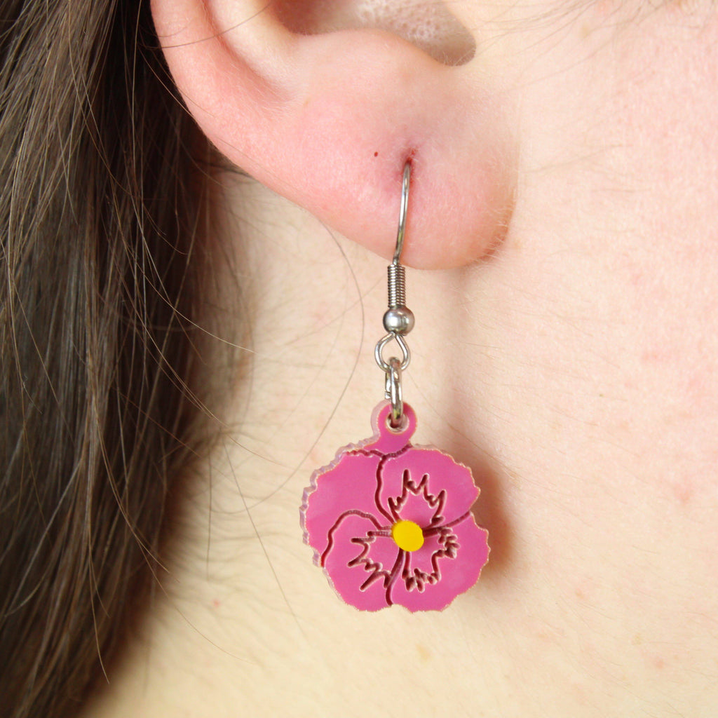 Rose Pink Perfect Pansy Earrings - Sour Cherry