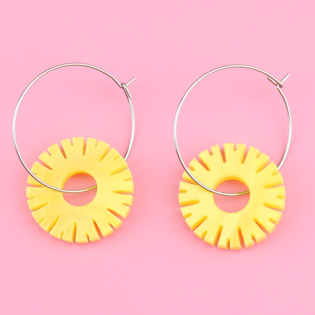 Pineapple Ring Hoop Earrings - Sour Cherry