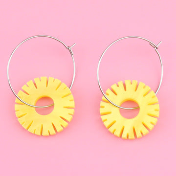 Pineapple Ring Hoop Earrings - Sour Cherry