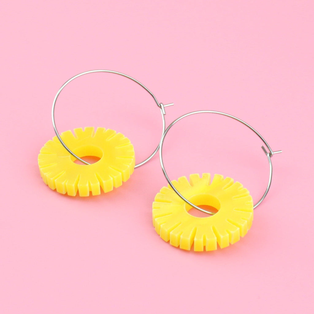 Pineapple Ring Hoop Earrings - Sour Cherry