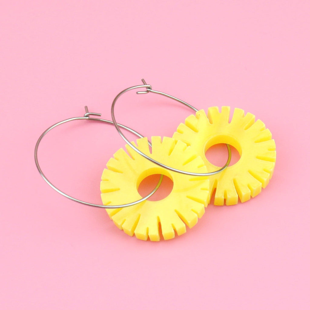 Pineapple Ring Hoop Earrings - Sour Cherry