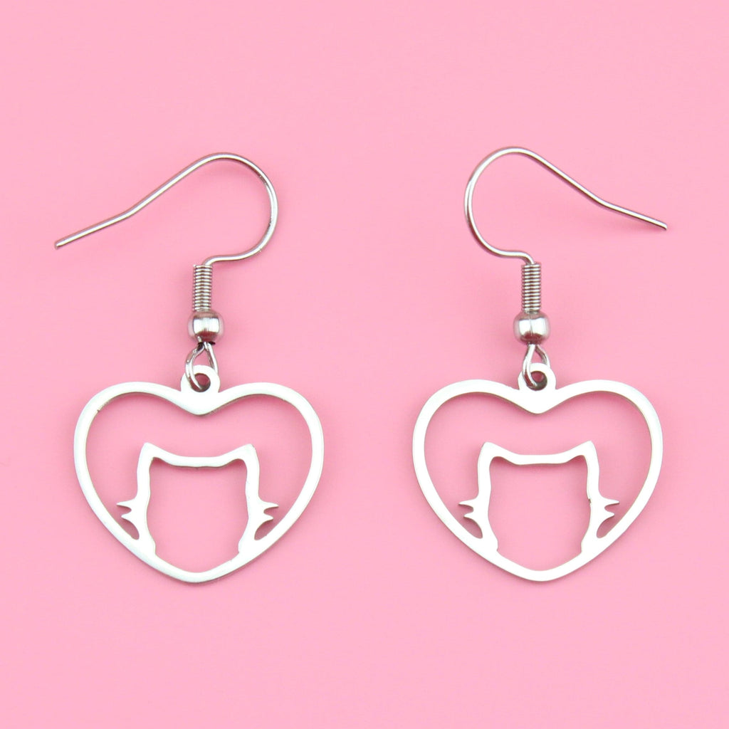 I Love My Cat Earrings - Sour Cherry