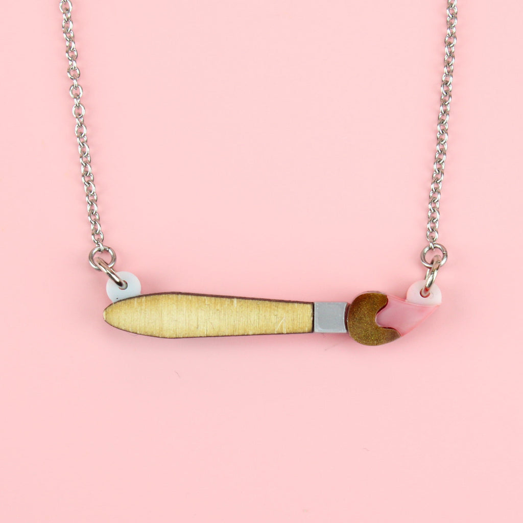 This Is An Art Paint Brush Necklace - Sour Cherry