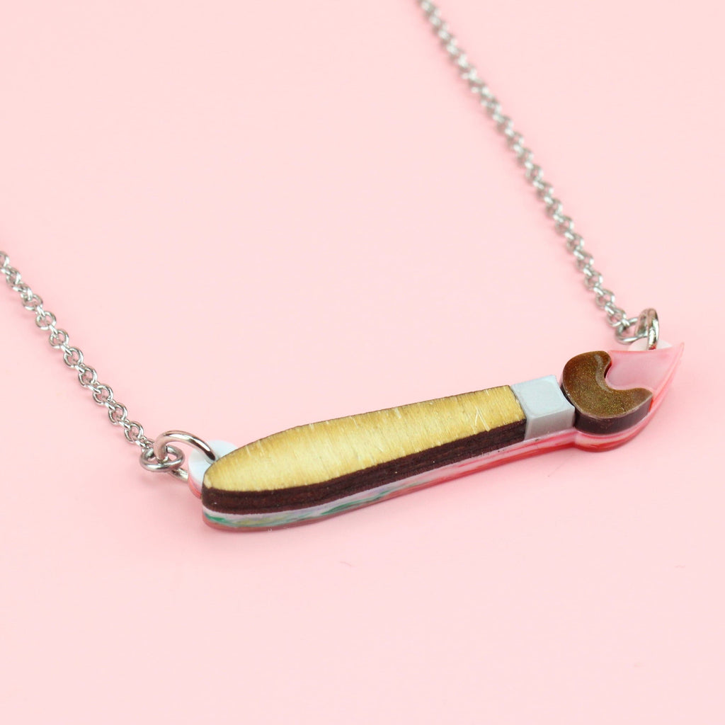 This Is An Art Paint Brush Necklace - Sour Cherry