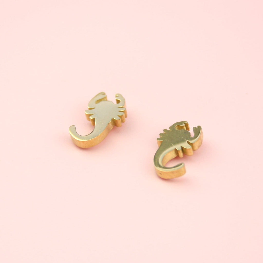 Scorpion Stud Earrings (Gold Plated) - Sour Cherry
