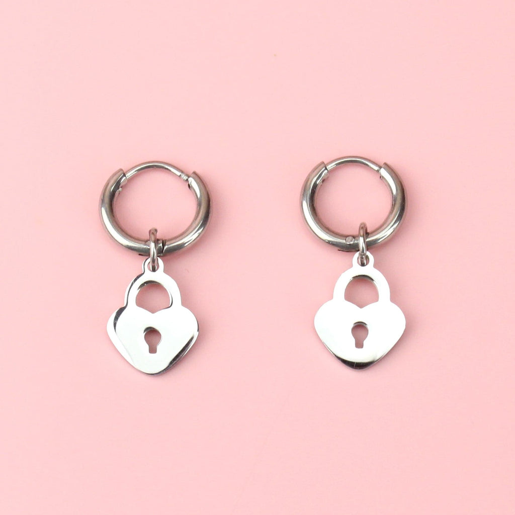 Locked Heart Hoop Earrings - Sour Cherry