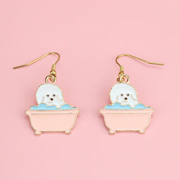 Rubba Dub Dub, Dog In The Tub Earrings (Gold Plated) - Sour Cherry