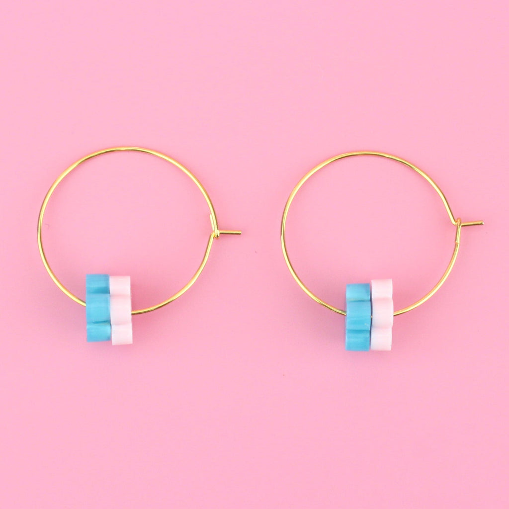 Bubblegum Flower Power Hoop Earring Set - Sour Cherry