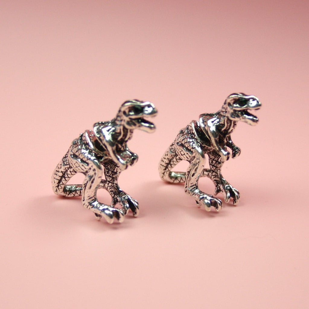 Silver 2 Piece T-Rex Stud Earrings - Sour Cherry