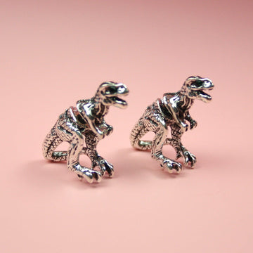 Silver 2 Piece T-Rex Stud Earrings - Sour Cherry