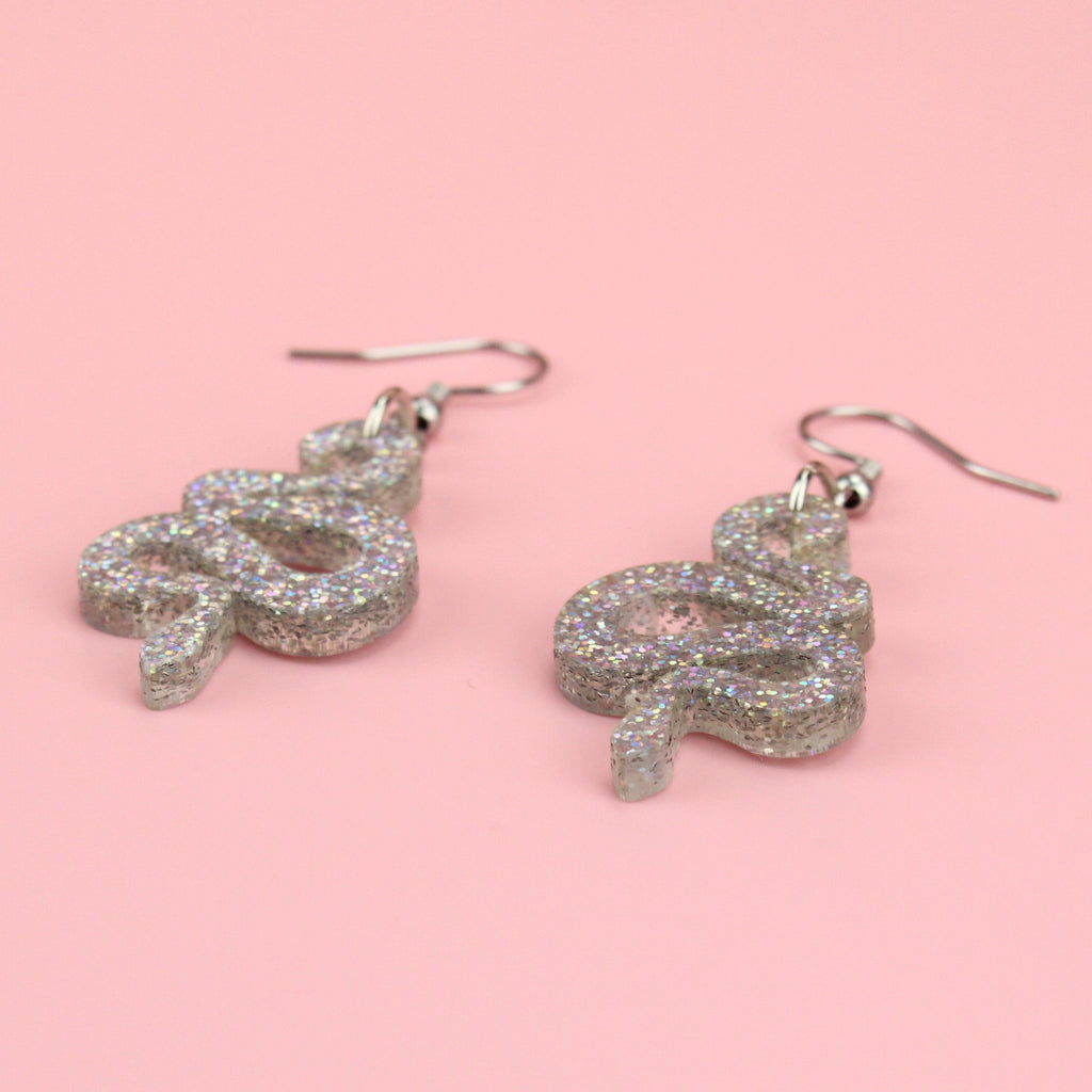 Small Holographic Snake Earrings - Sour Cherry