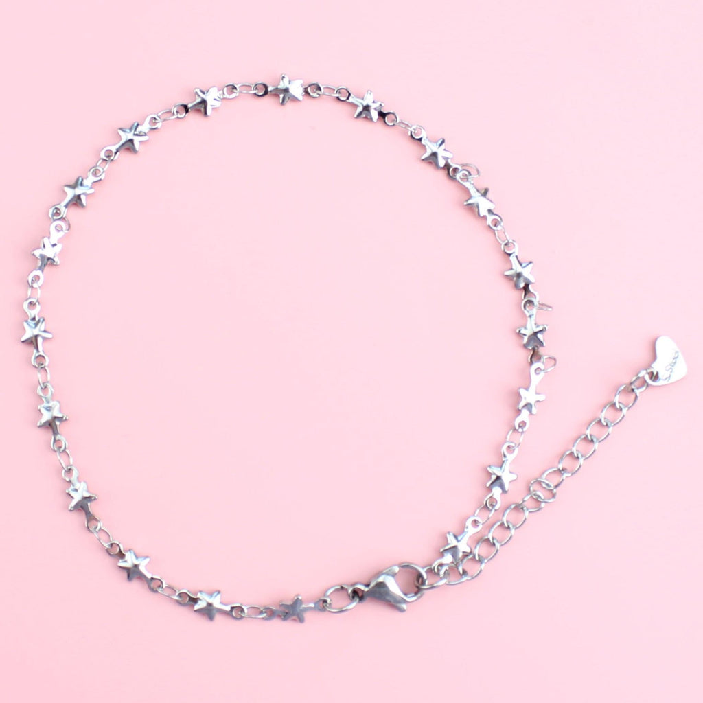 Anklet crafted from stainless steel stars
