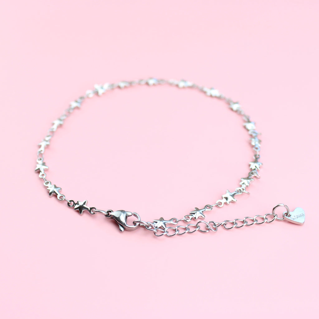 Anklet crafted from stainless steel stars