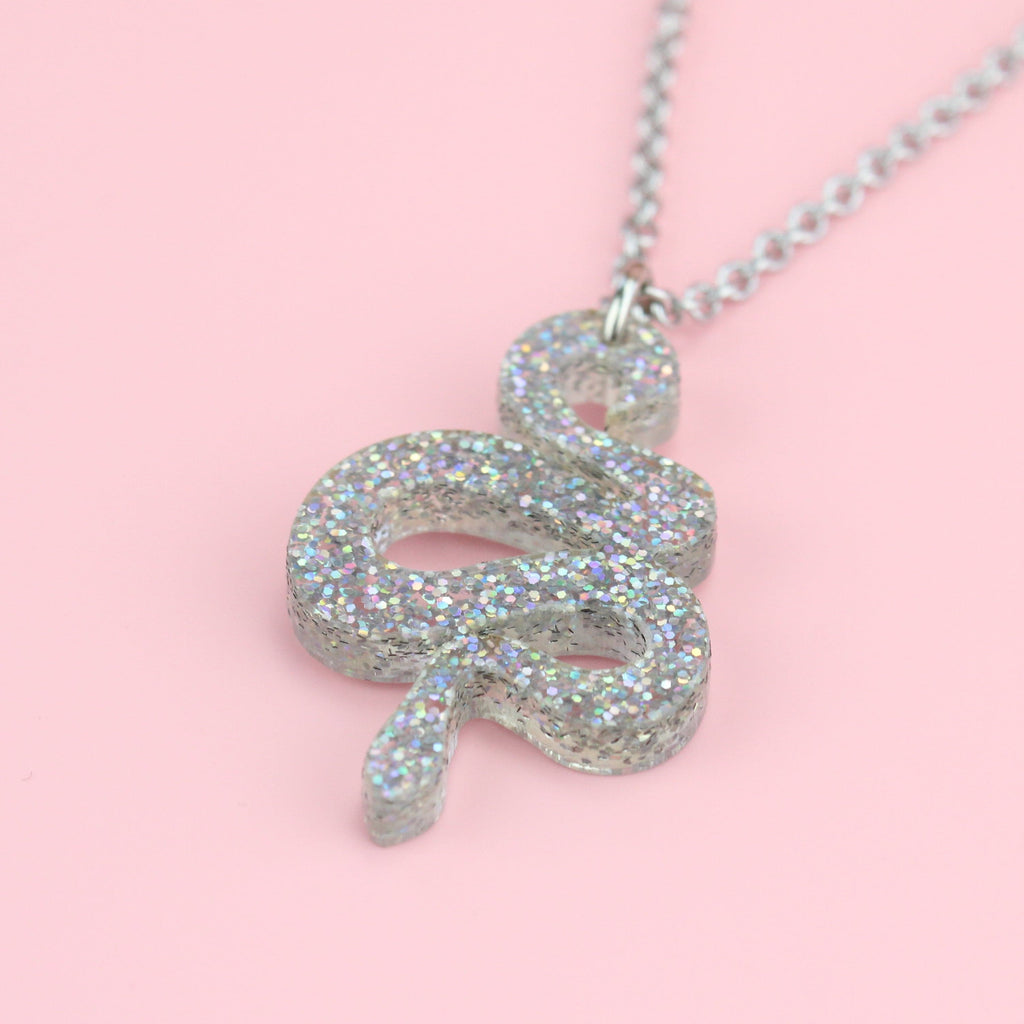 Small Holographic Snake Necklace - Sour Cherry