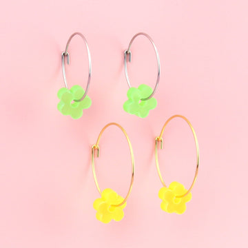 Lemon N Lime Flower Power Hoop Earring Set - Sour Cherry