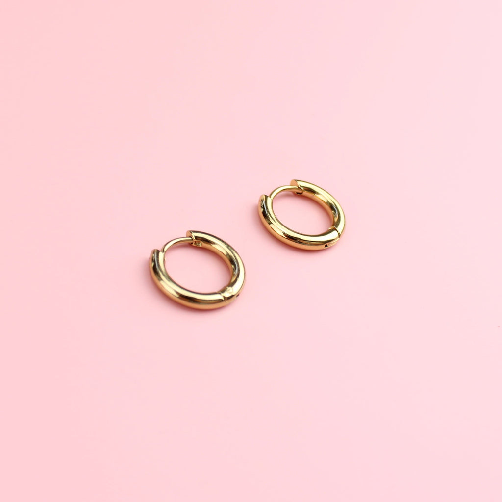 15mm Stainless Steel Hoop Earrings (Gold Plated)