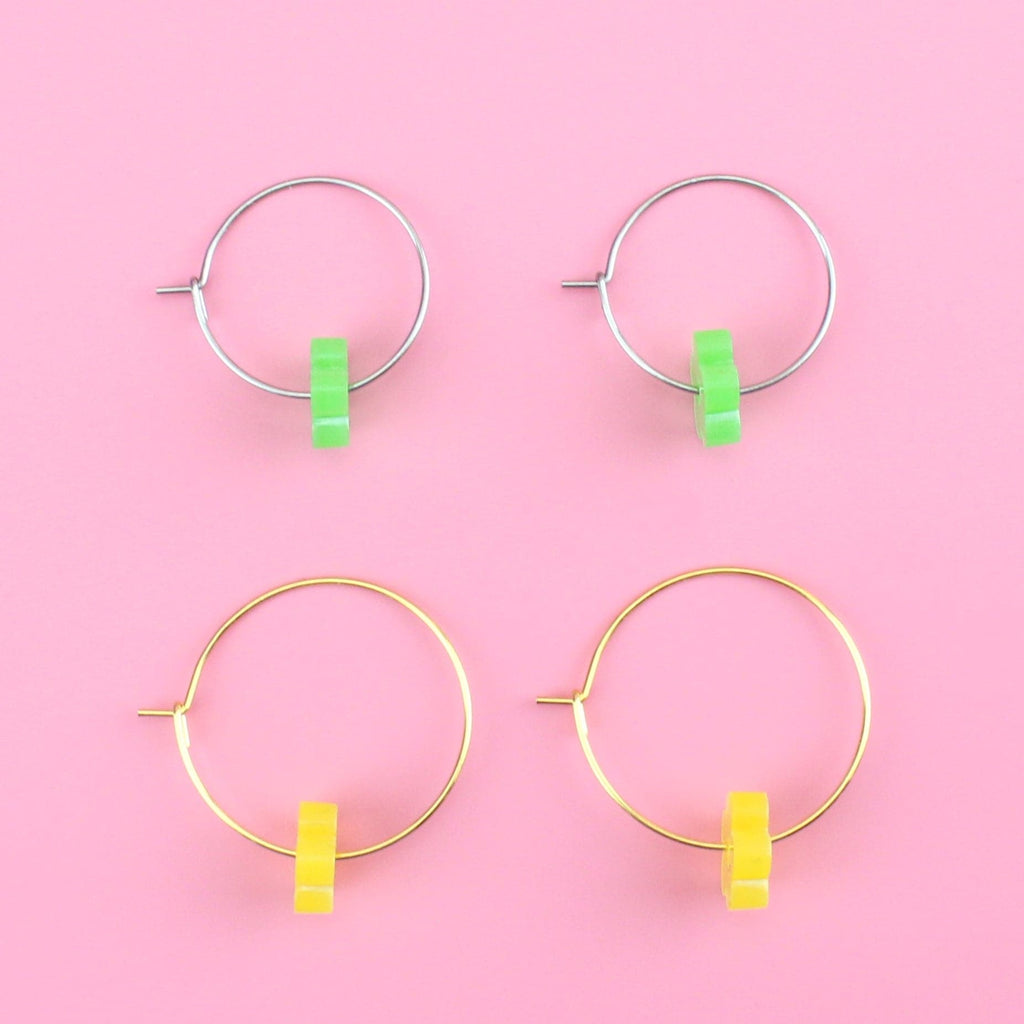 Lemon N Lime Flower Power Hoop Earring Set - Sour Cherry