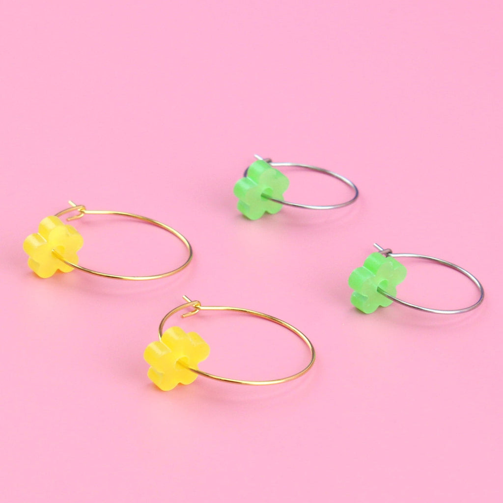Lemon N Lime Flower Power Hoop Earring Set - Sour Cherry
