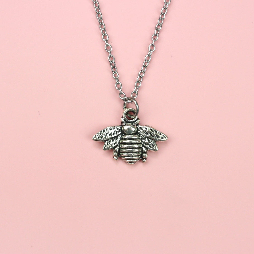Antique Silver Bee Necklace - Sour Cherry