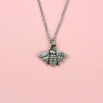 Antique Silver Bee Necklace - Sour Cherry