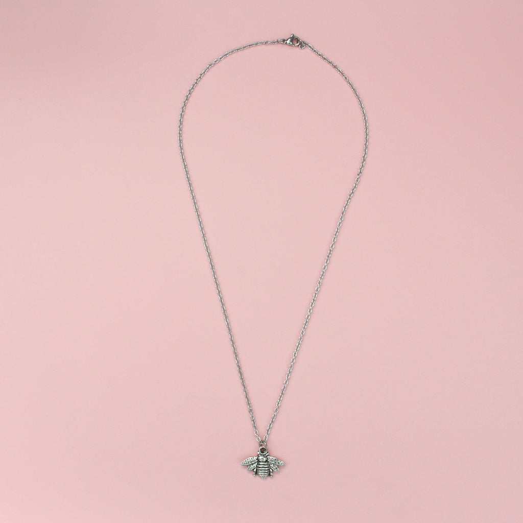 Antique Silver Bee Necklace - Sour Cherry