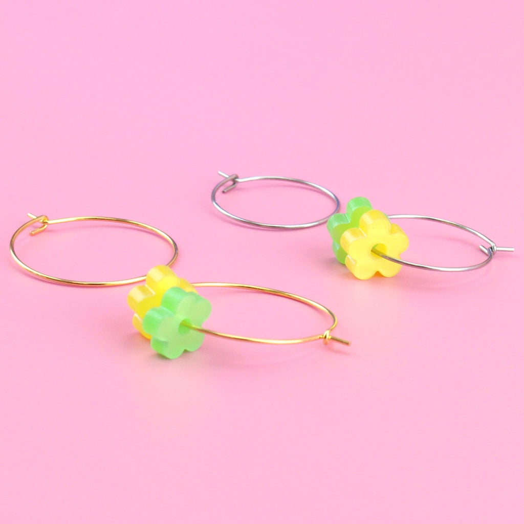 Lemon N Lime Flower Power Hoop Earring Set - Sour Cherry