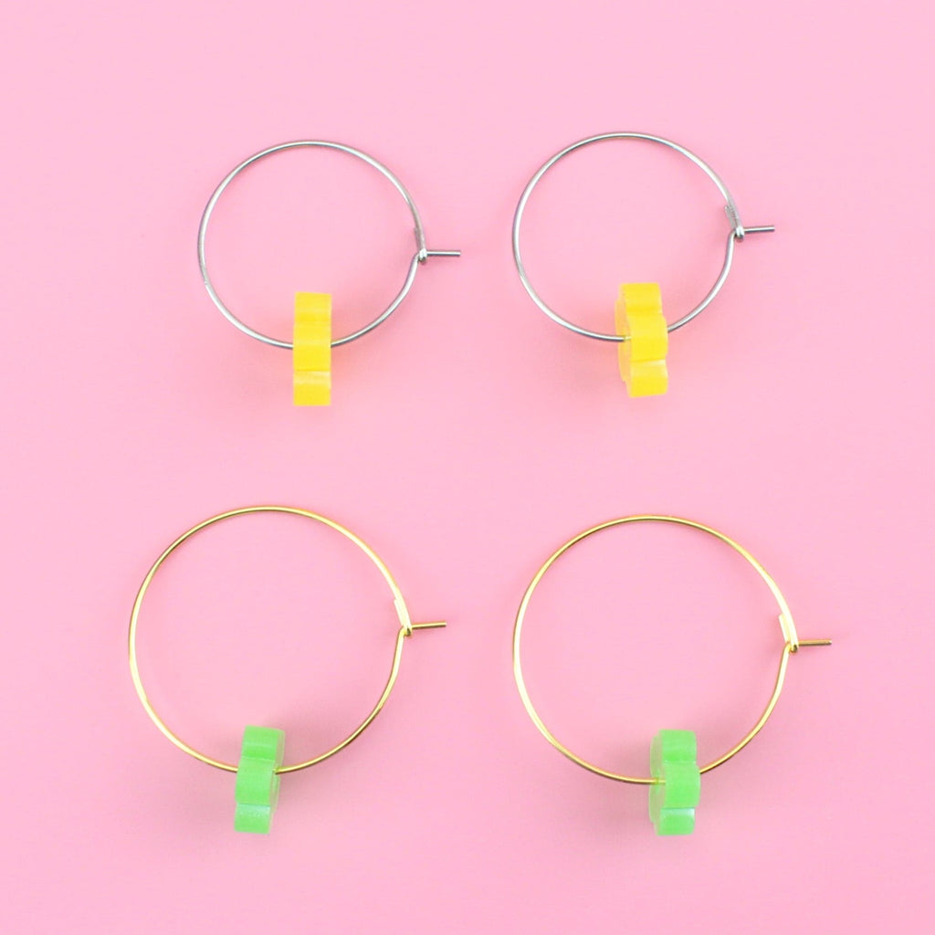 Lemon N Lime Flower Power Hoop Earring Set - Sour Cherry