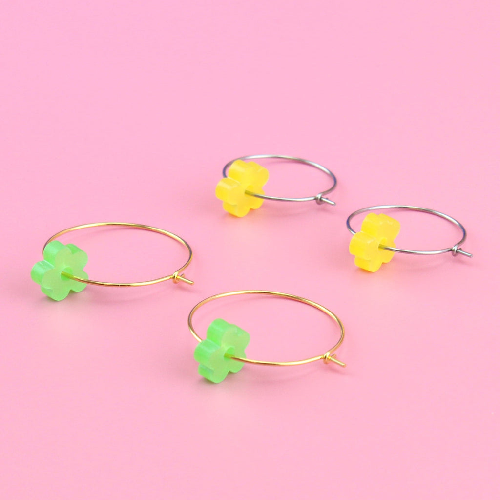Lemon N Lime Flower Power Hoop Earring Set - Sour Cherry