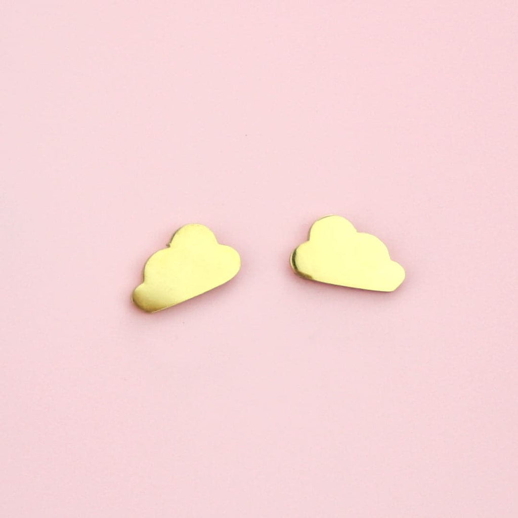 Cloud Stud Earrings (Gold Plated) - Sour Cherry