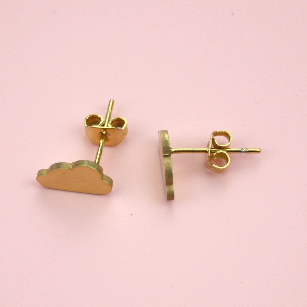 Cloud Stud Earrings (Gold Plated) - Sour Cherry