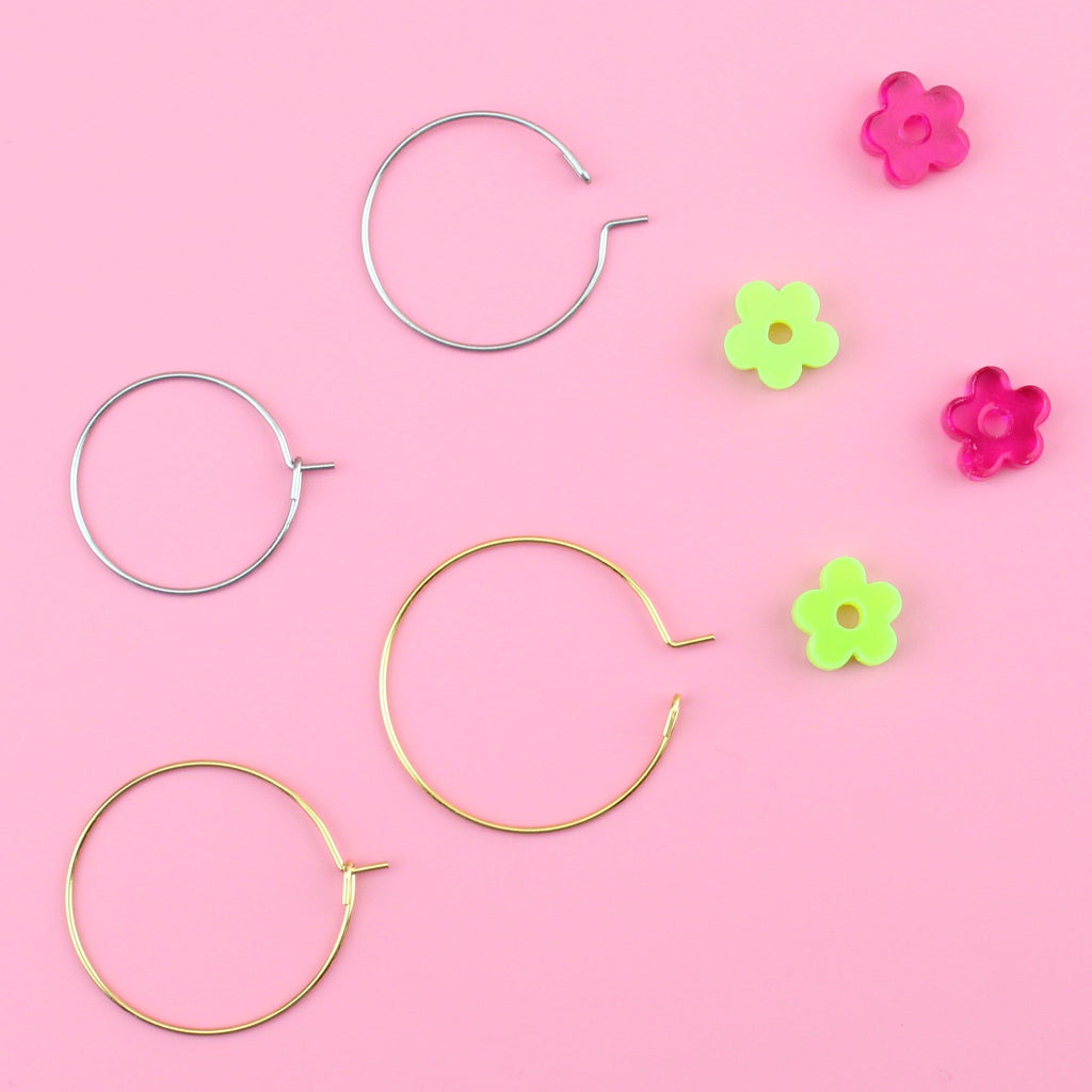 Showing the hoops and the charms separately