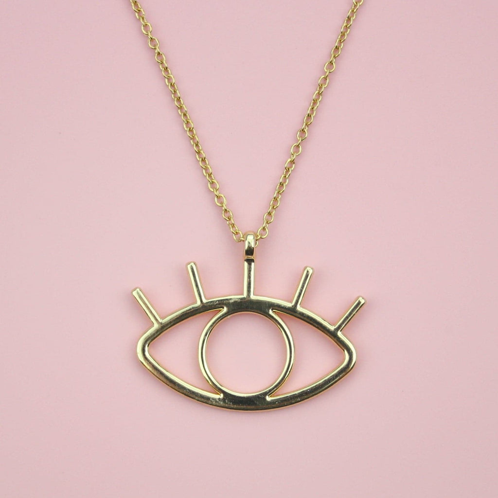 Large Eye Necklace (Gold Plated) - Sour Cherry