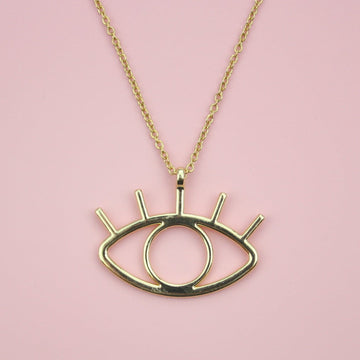 Large Eye Necklace (Gold Plated) - Sour Cherry