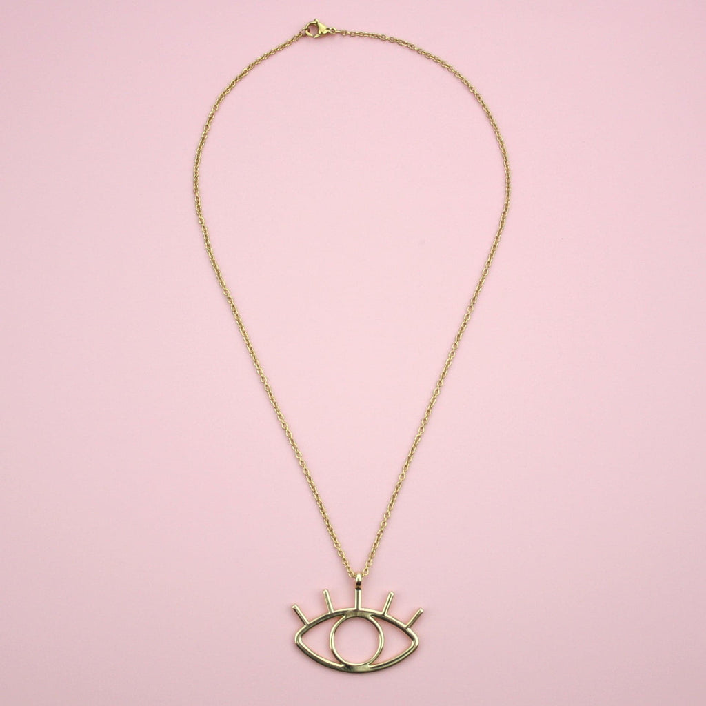 Large Eye Necklace (Gold Plated) - Sour Cherry