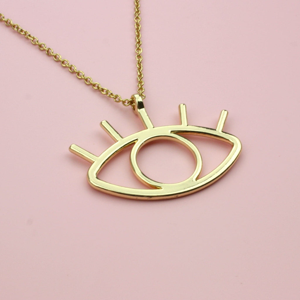Large Eye Necklace (Gold Plated) - Sour Cherry