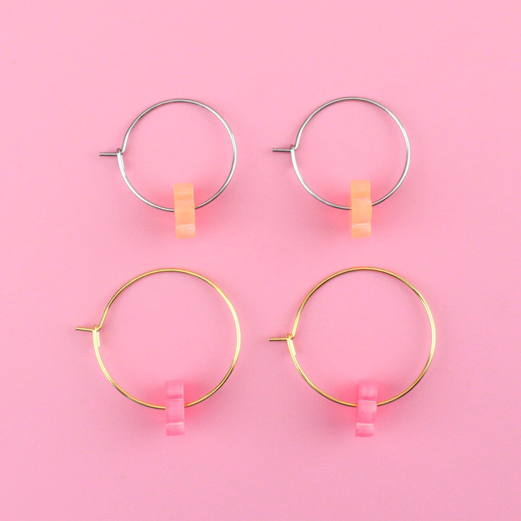 Fruit Salad Flower Power Hoop Earring Set - Sour Cherry