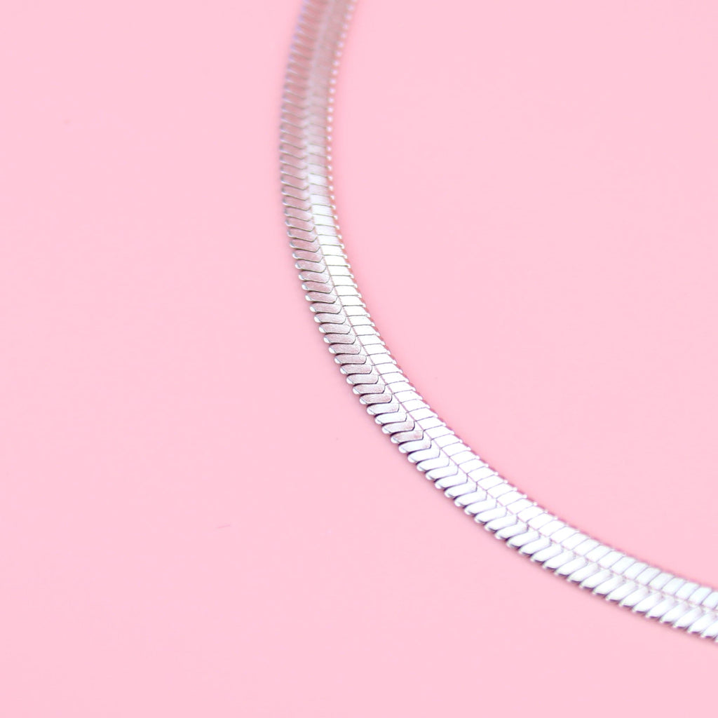 Flat Snake Chain Necklace (Stainless Steel) - Sour Cherry
