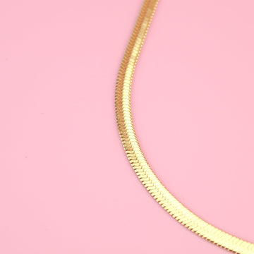 Flat Snake Chain Necklace (Gold Plated) - Sour Cherry