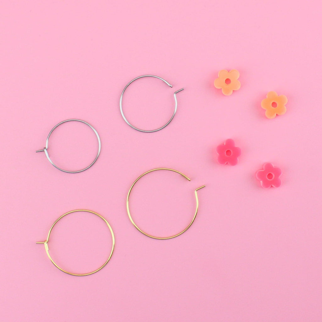 Fruit Salad Flower Power Hoop Earring Set - Sour Cherry