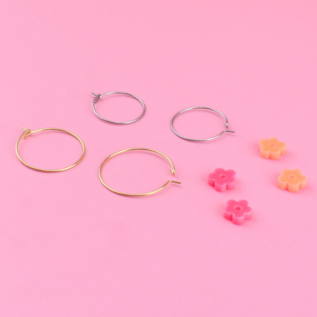 Fruit Salad Flower Power Hoop Earring Set - Sour Cherry