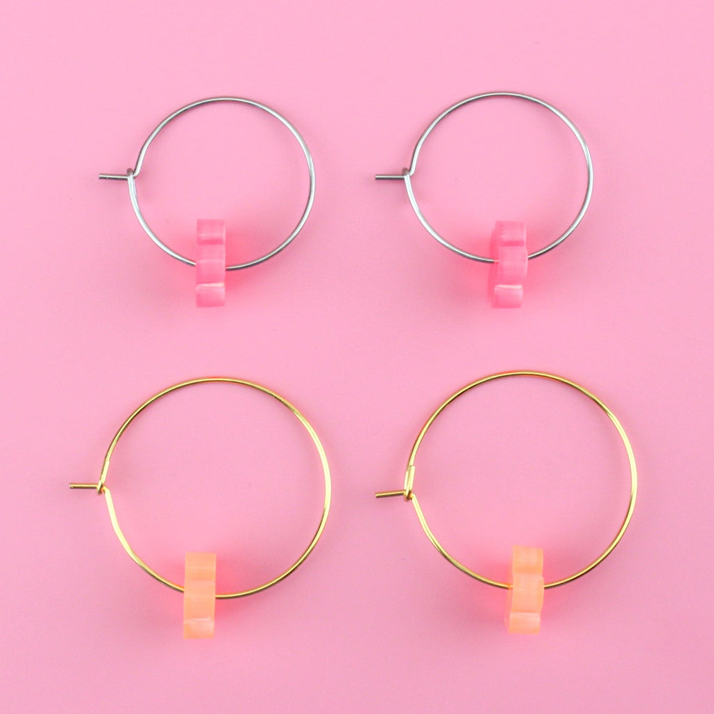 Fruit Salad Flower Power Hoop Earring Set - Sour Cherry