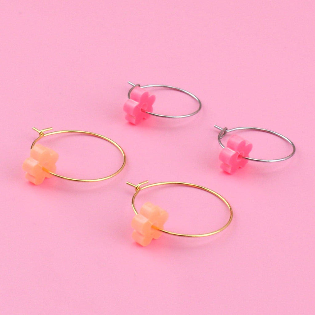 Fruit Salad Flower Power Hoop Earring Set - Sour Cherry